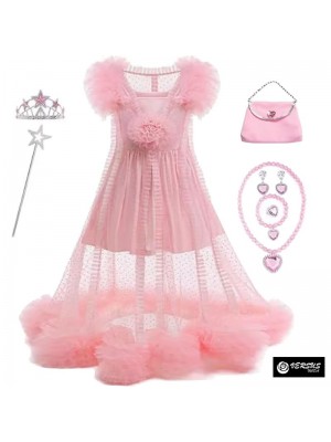 Vestito Vestaglia Bambina Carnevale Maschera Strega Glinda Witch Costume WITCH05